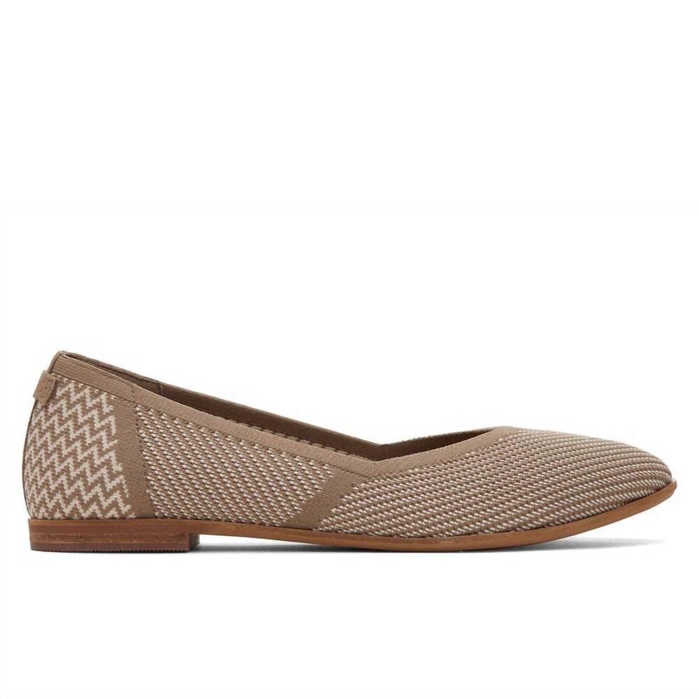 NEW TOMS women's jutti neat knit flat in taupe
